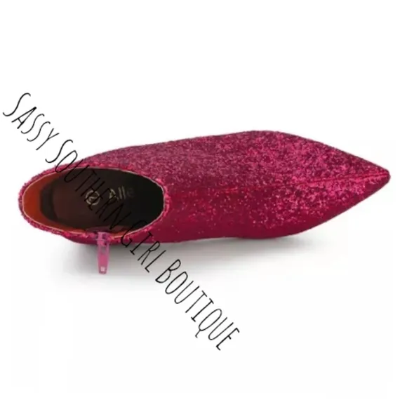 ⭐🆕 Hot pink glitter ankle boots