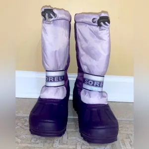 🔥 SOREL snow winter purple boots youth girls size 3