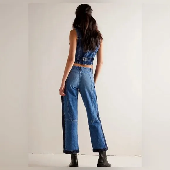 108. NWT Free People Moonlit Moto Slim Bootcut Jeans