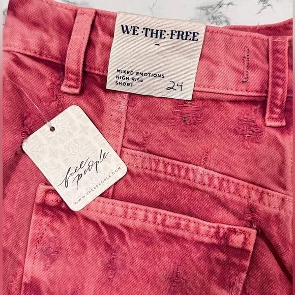 #14 NWT Free People Mixed Emotions High Rise Short in Dragonfruit Sorbet