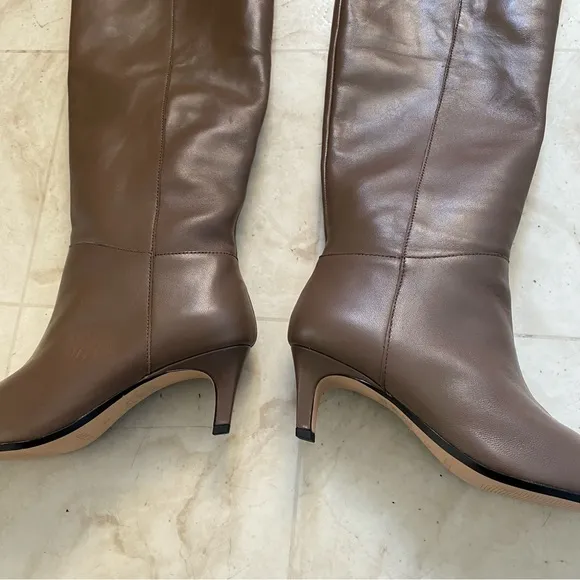 $328 NWOT J.Crew Stevie Brown Leather Point Toe Knee High Pull-on Boots sz 6.5