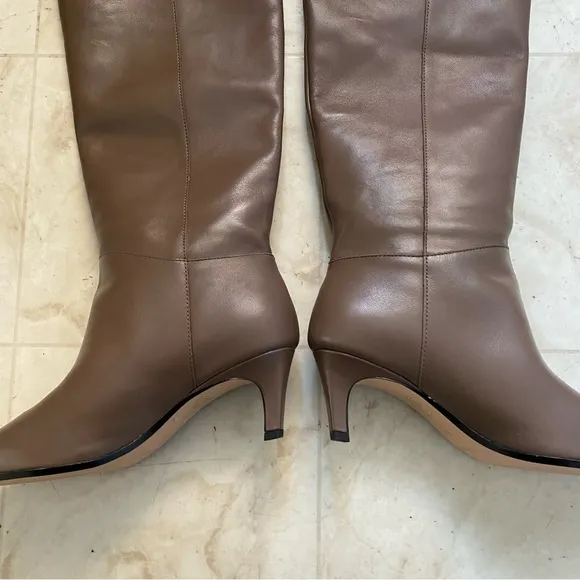 $328 NWOT J.Crew Stevie Brown Leather Point Toe Knee High Pull-on Boots sz 6.5