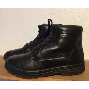 $450 Men's MEPHISTO Slacker Gore-Tex Sz 8 Black Leather Hiking Boots EUC combat‎