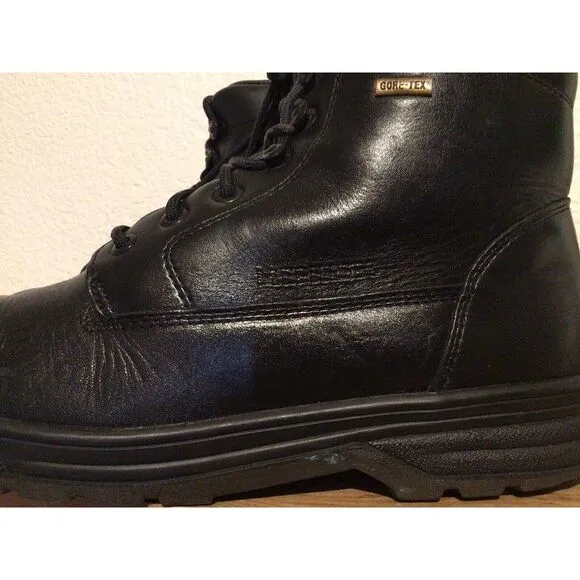 $450 Men's MEPHISTO Slacker Gore-Tex Sz 8 Black Leather Hiking Boots EUC combat‎