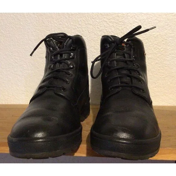 $450 Men's MEPHISTO Slacker Gore-Tex Sz 8 Black Leather Hiking Boots EUC combat‎