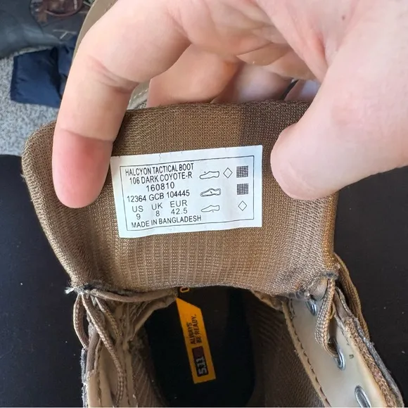 5.11 tactical halcyon mens size 9 shoes brown waterproof military combat boots
