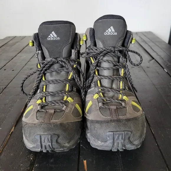 Adidas Hiking Boots AX1 Men's 8.5 Grey Neon Yellow Goretex Speed Grip Outdoors