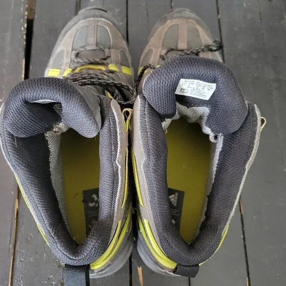 Adidas Hiking Boots AX1 Men's 8.5 Grey Neon Yellow Goretex Speed Grip Outdoors
