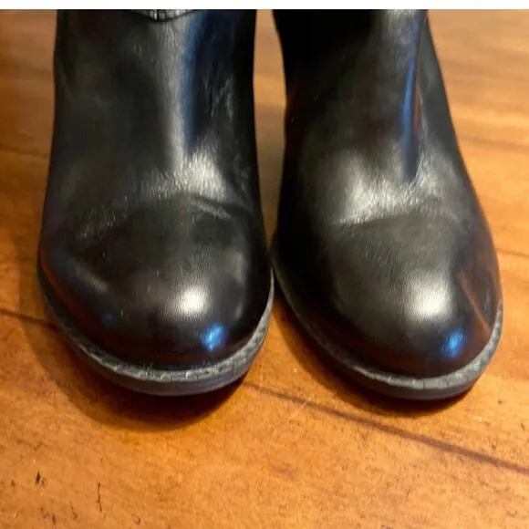 Adrienne Vittadini Leather Equestrian Harness Boots Sz 9M Knee High Zip