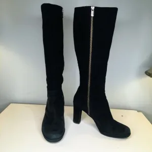 Adrienne Vittadini Patrick Suede Heeled boots Black Knee High Zip Up Women's 7.5