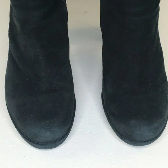 Adrienne Vittadini Patrick Suede Heeled boots Black Knee High Zip Up Women's 7.5