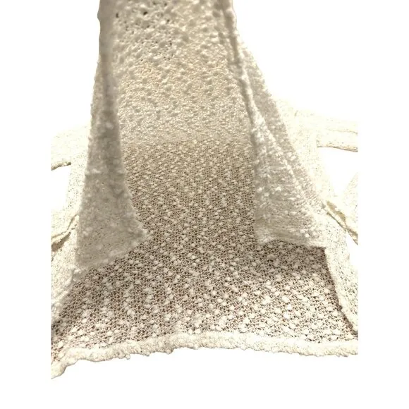 Aeropostale Sexy Sheer Sparkly Cream Cardigan Sweater Size Medium Made in NYC