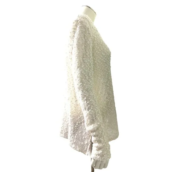 Aeropostale Sexy Sheer Sparkly Cream Cardigan Sweater Size Medium Made in NYC