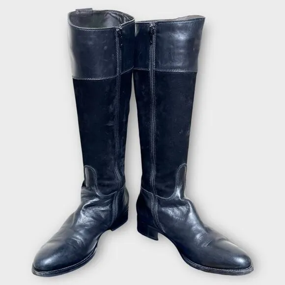 AGL &quot;Softy Nero&quot; black suede and leather riding boots women’s size 8 fall winter
