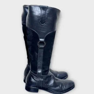 AGL &quot;Softy Nero&quot; black suede and leather riding boots women’s size 8 fall winter