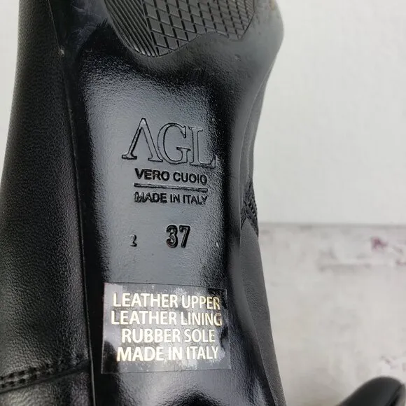 AGL Attilio Giusti Leombruni Tall Riding Leather Boots Black size 37 US 7 Italy