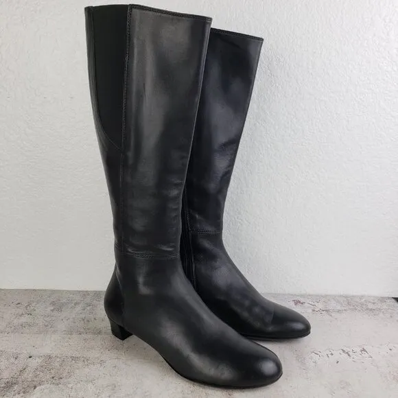 AGL Attilio Giusti Leombruni Tall Riding Leather Boots Black size 37 US 7 Italy
