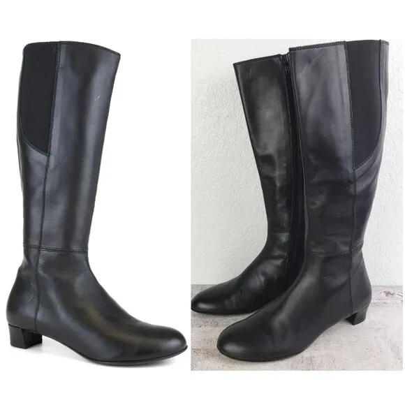 AGL Attilio Giusti Leombruni Tall Riding Leather Boots Black size 37 US 7 Italy