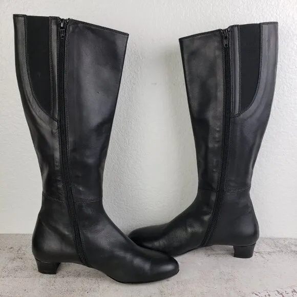 AGL Attilio Giusti Leombruni Tall Riding Leather Boots Black size 37 US 7 Italy
