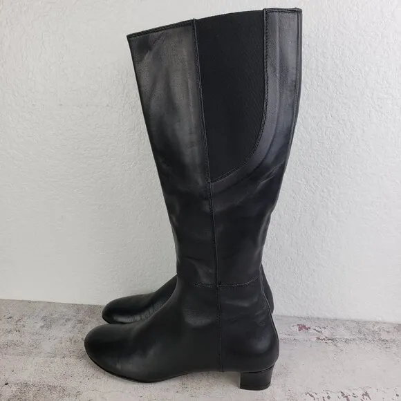 AGL Attilio Giusti Leombruni Tall Riding Leather Boots Black size 37 US 7 Italy