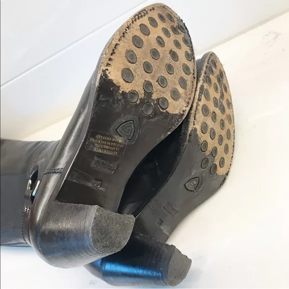 AGL Calfskin Leather Boots with Stretch Panel