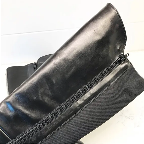 AGL Calfskin Leather Boots with Stretch Panel