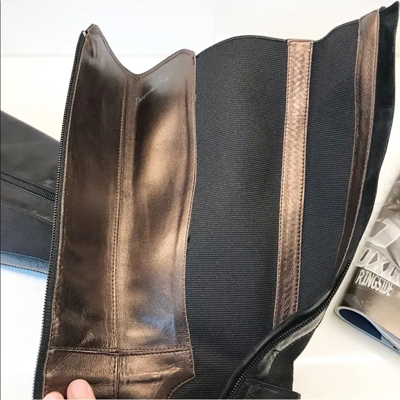 AGL Calfskin Leather Boots with Stretch Panel