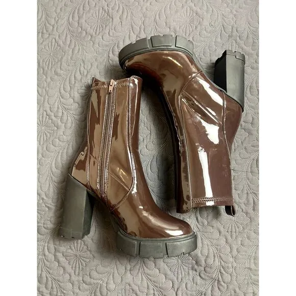 ALDO Ilanna Ankle Boot - Lug Sole SZ 9 Fall Winter Chic Leather Outdoors:NWOT