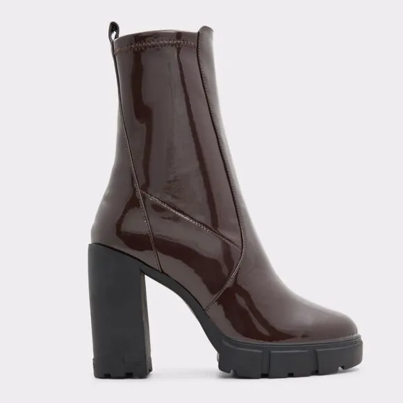 ALDO Ilanna Ankle Boot - Lug Sole SZ 9 Fall Winter Chic Leather Outdoors:NWOT