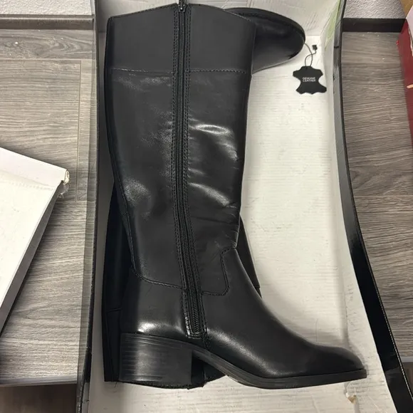 Alfani Women Bexleyy Mid Calf Ridding Boots, Black (Genuine Leather)
