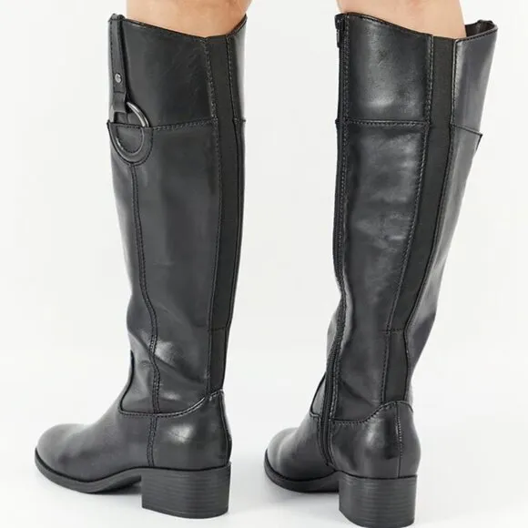 Alfani Women Bexleyy Mid Calf Ridding Boots, Black (Genuine Leather)