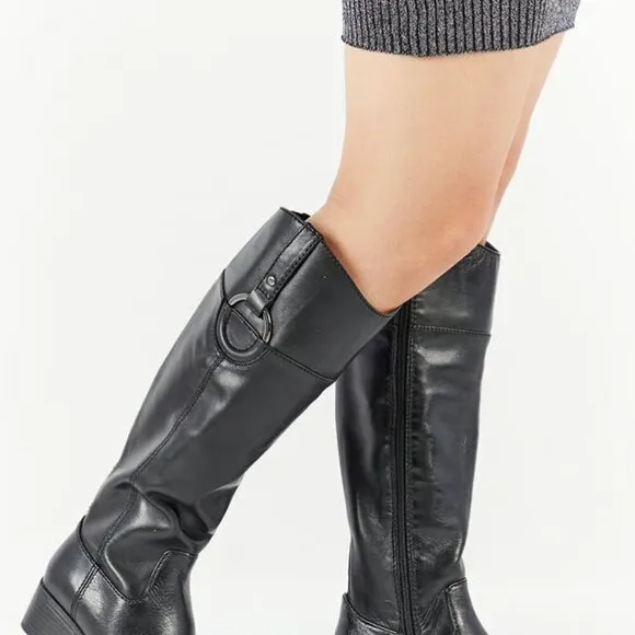 Alfani Women Bexleyy Mid Calf Ridding Boots, Black (Genuine Leather)