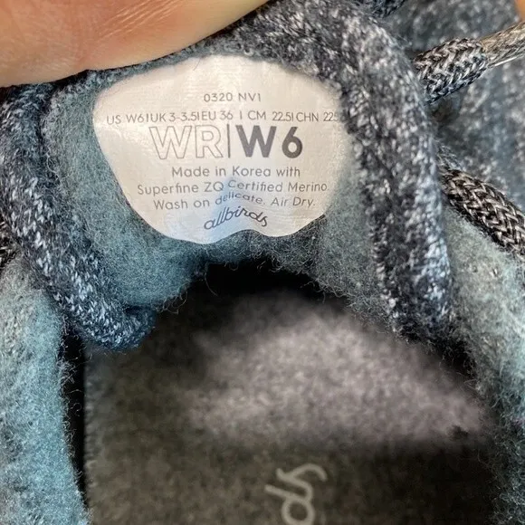 All Birds Wool Runner Mizzles Blue Gray With Black Soles 6
