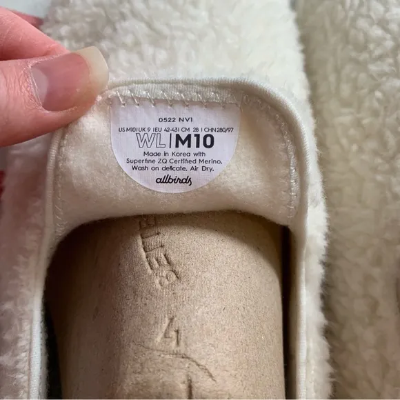 Allbirds Mens Size 10 Natural White (Cream) Wool Lounger Fluff NEW IN BOX