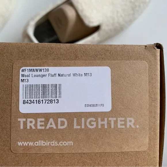 Allbirds Men’s Size 13 Natural White (Cream) Wool Lounger Fluff NEW IN BOX