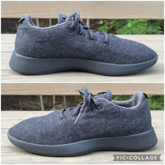 Allbirds Natural Black with Black Sole Wool Runners shoes size 8