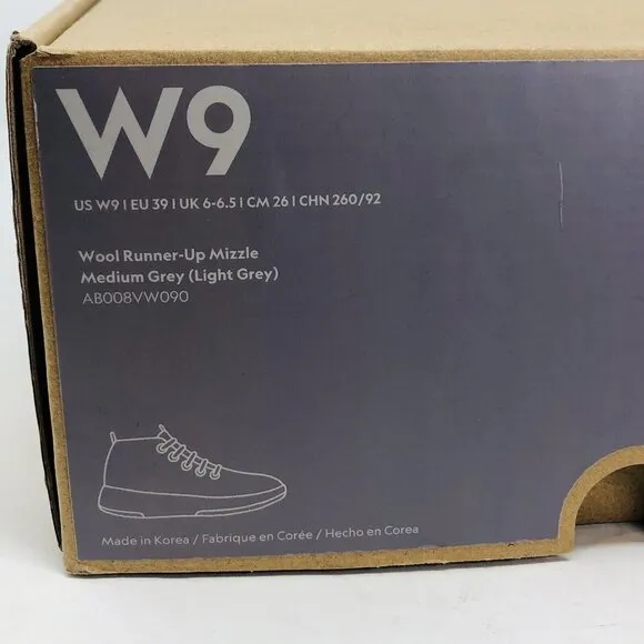 Allbirds Runner Up Mizzles Womens 9 Grey Wool Sneakers Water Repellant High Top