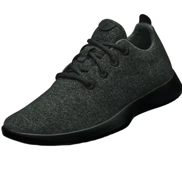 ALLBIRDS Wool Runners Sneakers Dark Kea Green With Black Sole Size 10