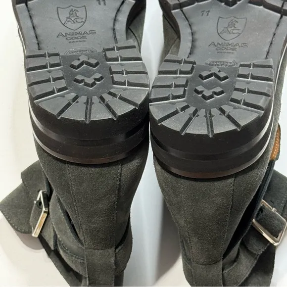 Animas Code Gray Perforated Toe Lux Suede Equestrian Ankle Boots Men’s Size 11