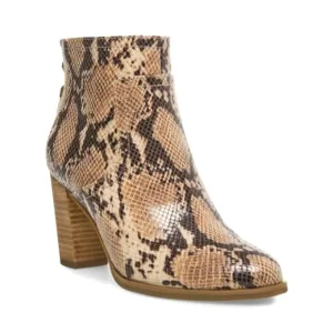 Anne Klein Ankle Boots Tan Cream Reptile Pattern New Fringe Sz 9.5 Niccie 193063