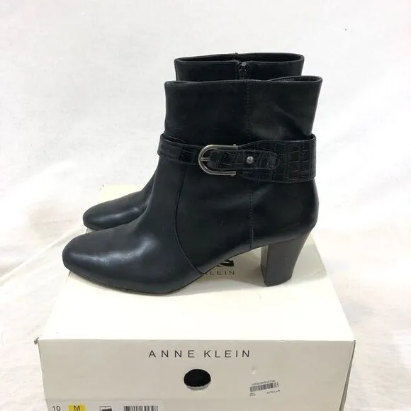 Anne Klein Gansee Black Ankle Boots Size 10