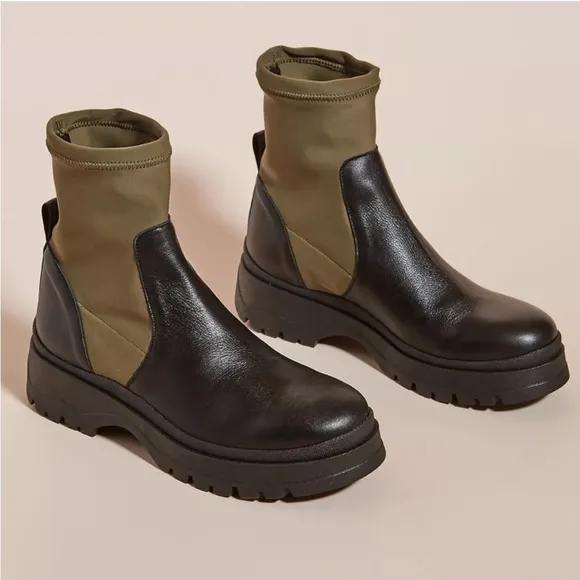 Anthropologie Angel Alarcon Boots Alder Stretch Ankle Platform in Green
