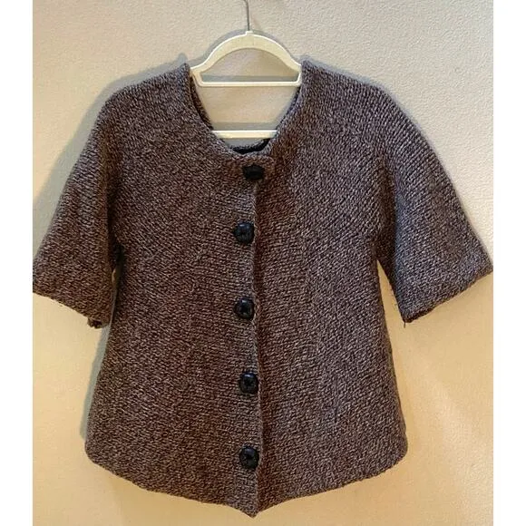 Anthropologie - Cosy Wool Knit Sweater Cardigan Buttons ~ Sz M ~ Swing Flounce!
