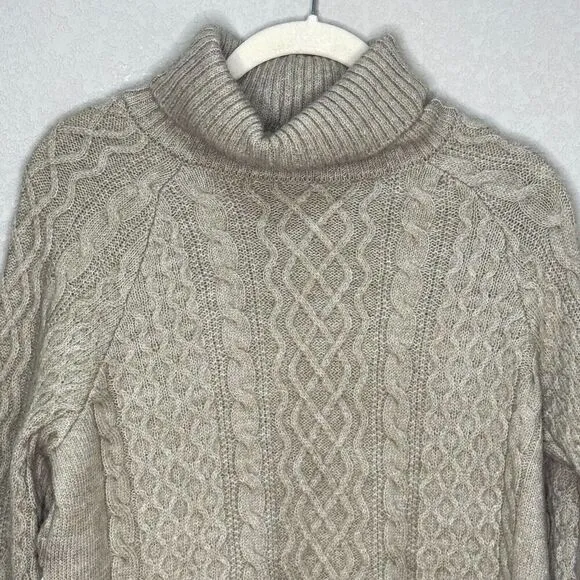 Anthropologie Mixed Media Twofer Turtleneck Cable Sweater Size XS