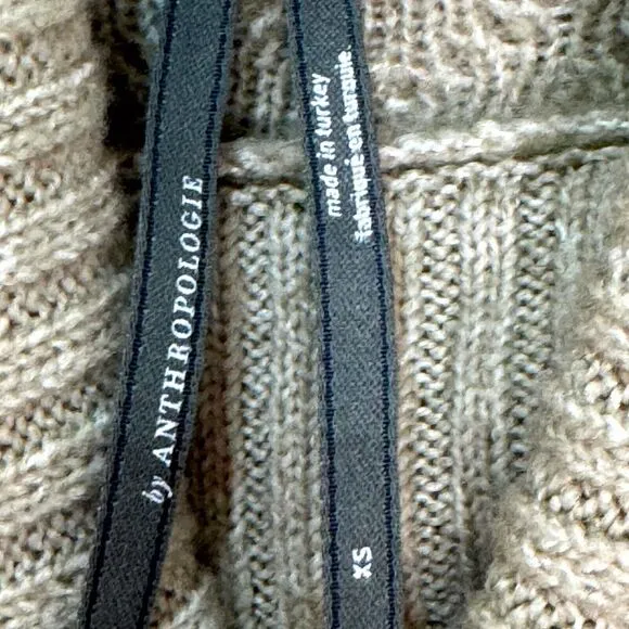 Anthropologie Mixed Media Twofer Turtleneck Cable Sweater Size XS