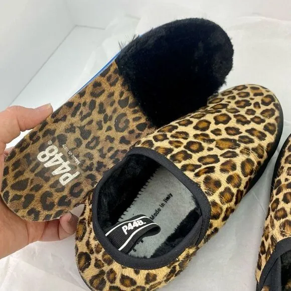 Anthropologie P448 Laby Slippers Brown Animal Print Motif Size 39 or 8.5