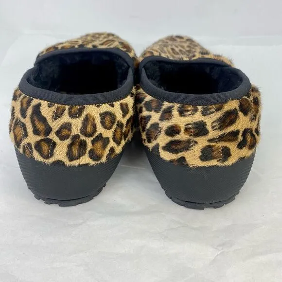 Anthropologie P448 Laby Slippers Brown Animal Print Motif Size 39 or 8.5