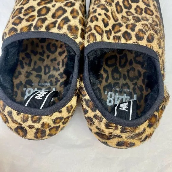 Anthropologie P448 Laby Slippers Brown Animal Print Motif Size 39 or 8.5