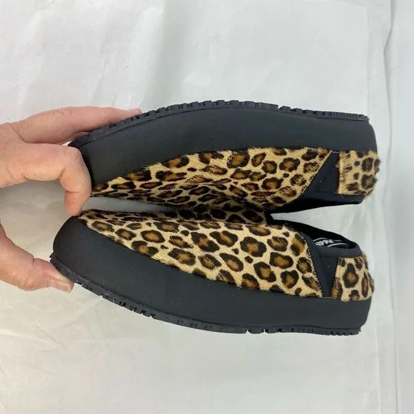 Anthropologie P448 Laby Slippers Brown Animal Print Motif Size 39 or 8.5