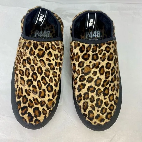 Anthropologie P448 Laby Slippers Brown Animal Print Motif Size 39 or 8.5